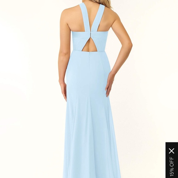 Azazie Sky Blue Halter Wedding Dress - Picture 2 of 4